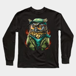 Graffiti Hipster Owl Graphic by gnarly Long Sleeve T-Shirt